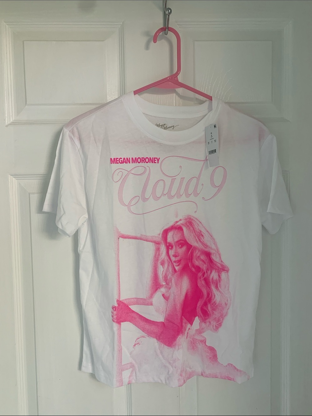 Megan Moroney Cloud 9 Graphic Tee - White & Hot Pink